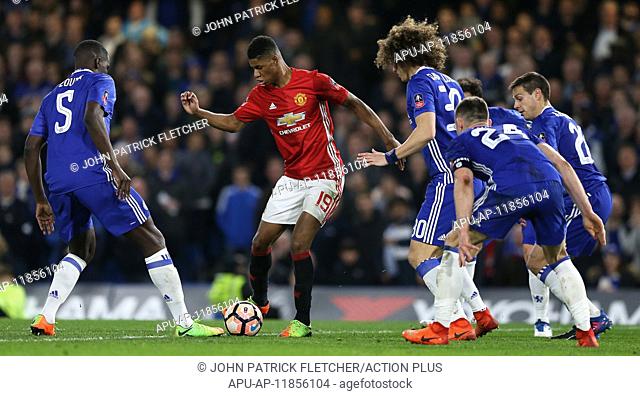 2017 FA Cup 6th Round Chelsea v Manchester United Mar 13th. March 13th 2017, Stamford Bridge, Chelsea, London England; FA Cup 6th round football