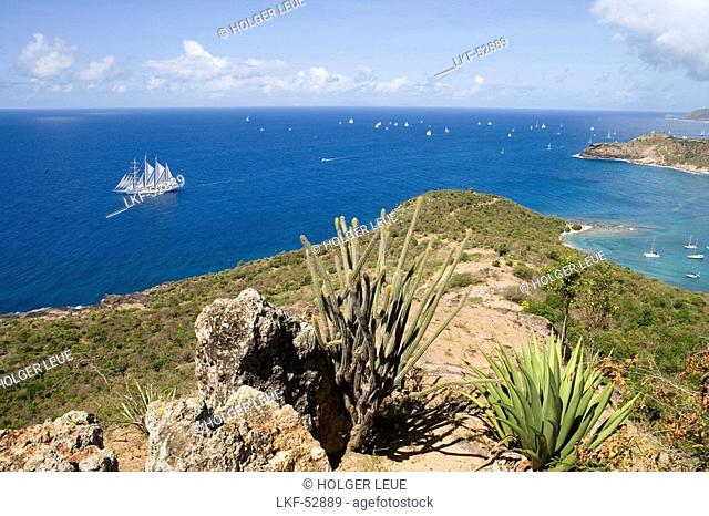 Star Clipper and English Harbour, View from Shirley Heights, Antigua