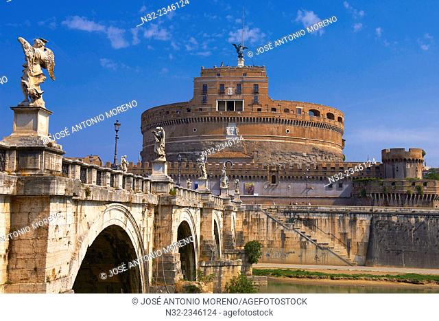 Sant Angelo Castle, Sant Angelo Bridge, Sant Angelo Castel, Mausoleum of Hadrian, Rome, Lazio, Italy