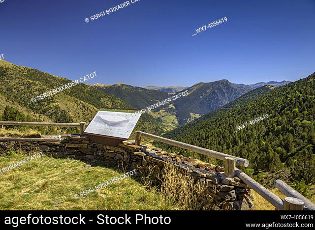 Coll de Conflent viewpoint looking towards Os de Civís valley in summer (Alt Pirineu Natural Park, Catalonia, Spain, Pyrenees)