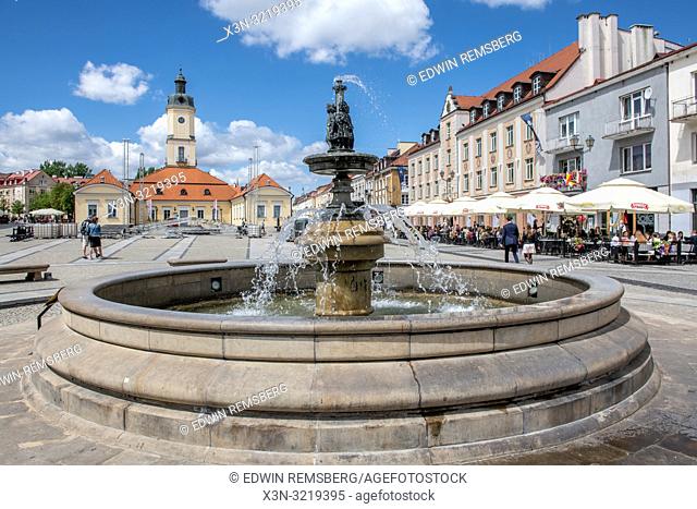 A tiered outdoor fountain in Bialystok, Poland