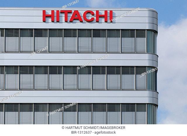 Logo on the Hitachi Power Office, Hitachi Power Europe, Duisburg, Inner Harbor, North Rhine-Westphalia, Germany, Europe