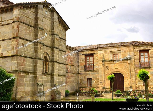 Santa Marta de Tera church (romanesque 11th century) and Palacio de los Obispos de Astorga (renaissance 16th century). Zamora province, Castilla y Leon, Spain