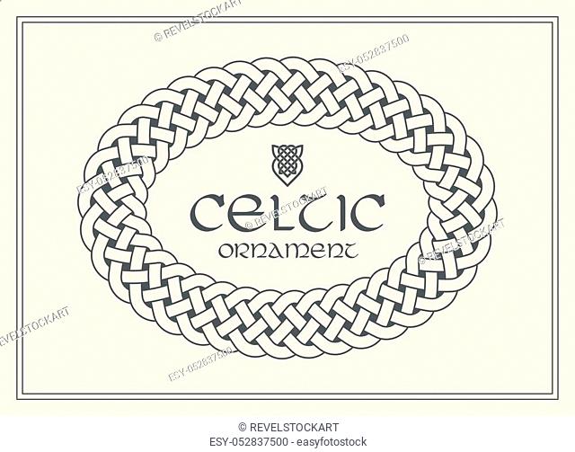 Celtic knot braided frame border ornament. A4 size. Vector illustration