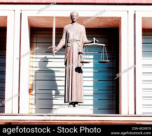 lady of justice - themis standing in the court of Wroclaw, Poland
