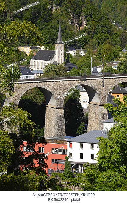 Viaduct in the district Grund, Unterstadt, City of Luxembourg, Luxembourg, Europe