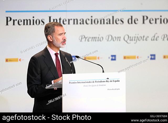 King Felipe VI of Spain attends Delivery of the XXXVII edition of the ÔRey de Espa–aÕ International Journalism Awards and the and the 16th edition of the 'Don...