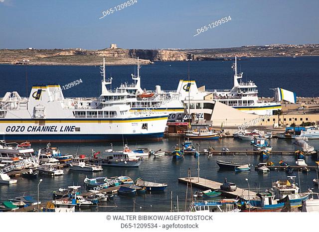 Malta, Gozo Island, Mgarr, harbor view with ferry port