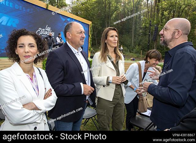 Foreign minister Hadja Lahbib, Walloon Vice-Minister President Willy Borsus, former Foreign Affairs Minister Sophie Wilmes and EU President Charles Michel...
