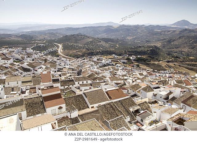 Olvera is one of the most beautiful villages in Spain, Andalusia, Spain. Aerial view
