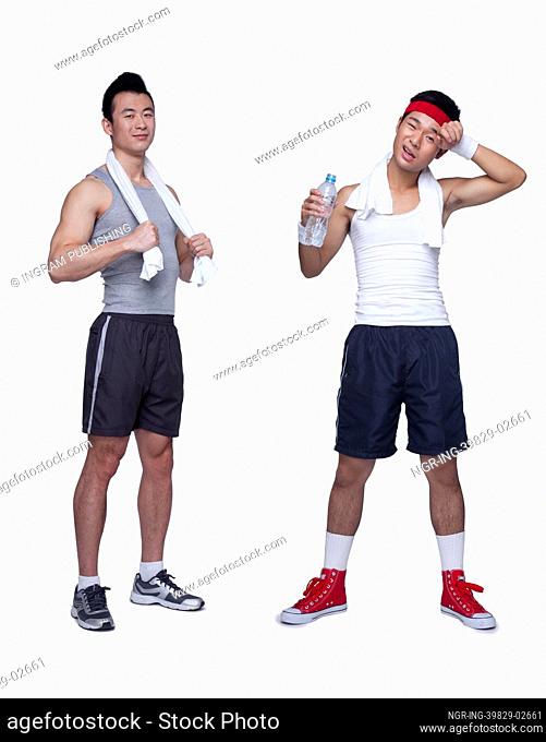 athletic man and workout beginner