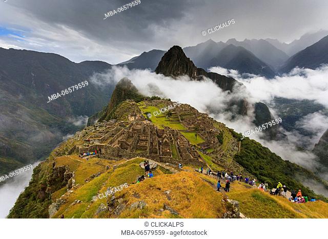 Iconic archeological site of Machu Picchu in the Cusco Region, Urubamba Province, Machupicchu District, Peru, South America