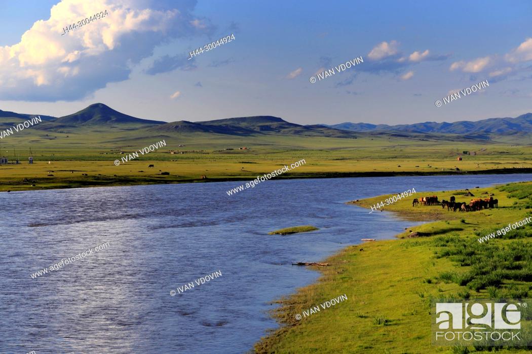 Stock Photo: Orkhon river, Bulgan province, Mongolia.